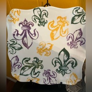 The Royal Standard Mardi Gras Watercolor Fleur de Lis Platter